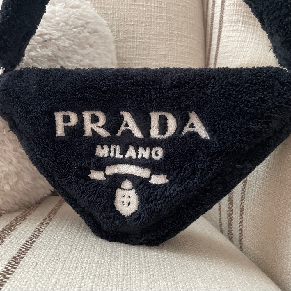 SOLD❗️EUC PRADA Spugna Triangle Pouch Faux-Fur Shoulder Bag - Picture 8 of 11